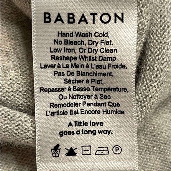 Babaton S/M Gray Wool Linen Oversized V-Neck Pocket Sweater - Picture 7 of 8